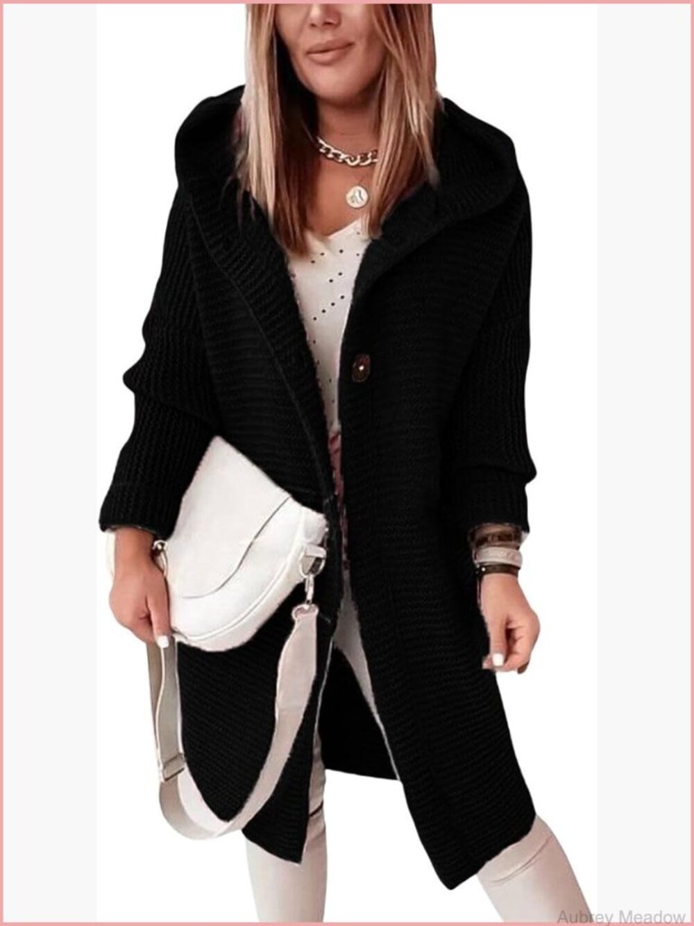 Hooded Chunky Cardigan Oversize Slouchy Mid Long Sweater Cardigan Jacket